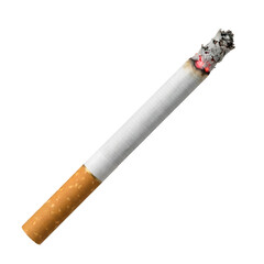 Lit cigarette with glowing tip and ash