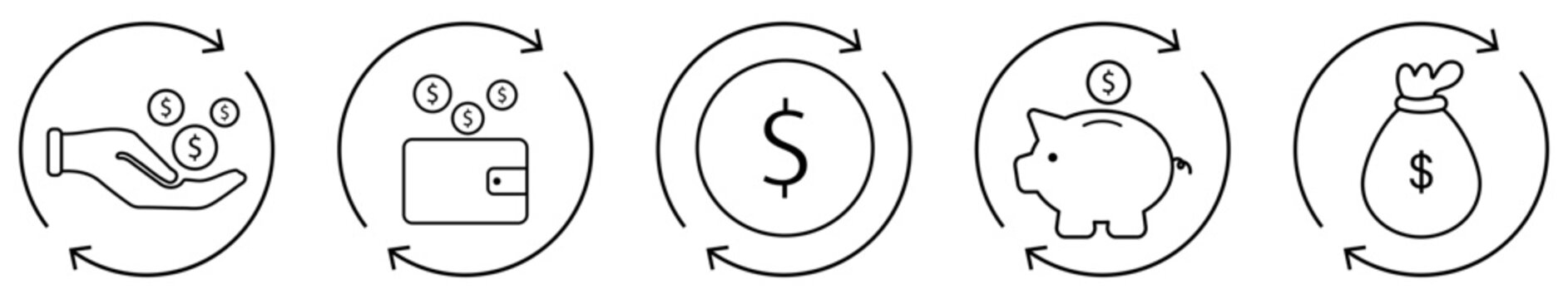 Set of cashflow line icons