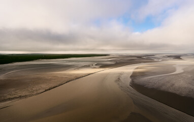 Tidal Sandbanks and Water Channels in Mont Saint-Michel Bay, Normandy, France