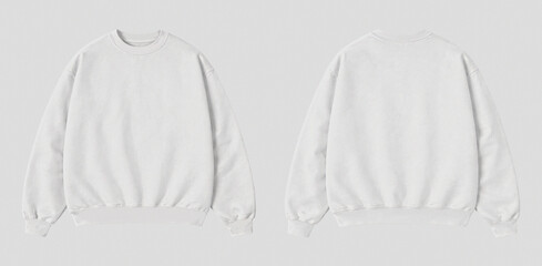 Gray Oversized Sweatshirt Mockup Front and Back View Isolated on Gray Background © Drip