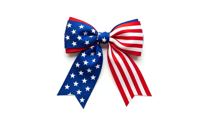Fototapeta premium A decorative bow featuring the iconic American flag pattern with stars and stripes