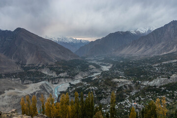 Aerial view of Karimabad in Hunza valley, Gilgit-Baltistan region of Pakistan