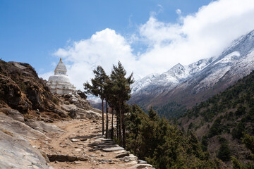 Stupa view from Pangboche town area, EBC trekking, Nepal