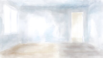 Dramatic home renovation watercolor illustration showcases before after transformation design concept