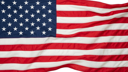 A full view of the star-spangled banner gently waving and rippling showing its bold stripes and many white stars on a field of deep blue fabric