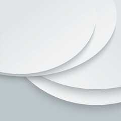 White paper background. Curved lines cut from paper on a gray background, with shadow overlay and volume