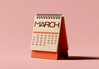 Desktop Calendar Mockup Standing View