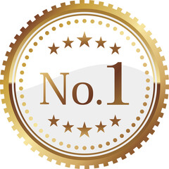 高級感のあるNo.1のエンブレム　ホワイト＆ゴールド