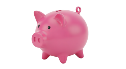 Shiny pink piggy bank against a black backdrop evokes saving and financial prudence with its design.