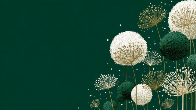 Fototapeta Modern botanical design with stylized dandelion flowers in Kwanzaa colors, suitable for holiday marketing and cultural celebration themes