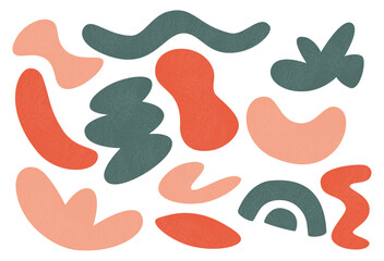 Abstract organic fluid shapes set. Modern liquid doodle forms, natural curvy design elements. Irregular wavy amoeba.