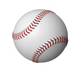 White baseball with red stitching isolated on a transparent background