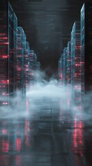 Cloud Computing Digital Information Data Center Technology. Computer Information Storage. Cybersecurity 3d Illustration