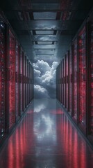 Cloud Computing Digital Information Data Center Technology. Computer Information Storage. Cybersecurity 3d Illustration