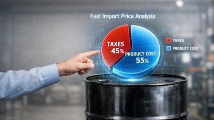 Import Tariffs policy impact concept. Fuel import price analysis with graphical data representation. - Powered by Adobe