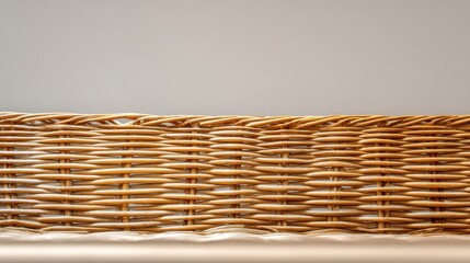 Close-up of woven straw basket texture against neutral background,National Wicker Day