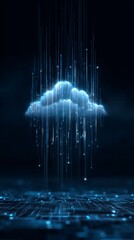 Digital hud sci fi technology cloud storage transfer data to server concept adstract blue light background. 