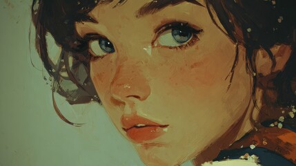 Close-up cute girl looking away, Cybersigilism 