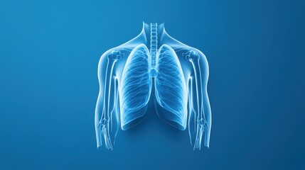 Human Lungs Anatomy Illustration on Blue Background for Medical Use