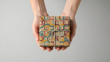 Gift presentation with geometric wrap