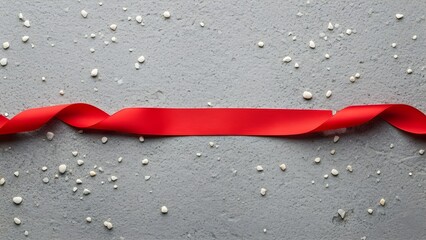 Red Ribbon on Pebble Background