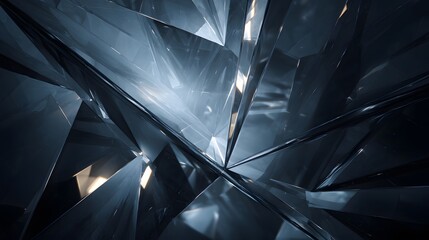 Abstract Crystal Formation with Sharp Edges and Light Refractions.