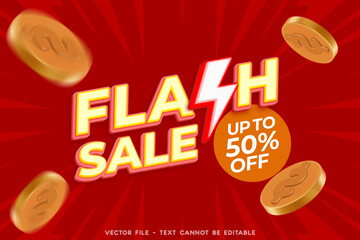Flash sale poster or banner with Flash icon