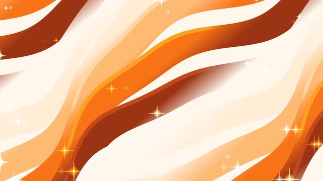 Dynamic abstract background with orange gradient waves and sparkles for motion graphics