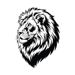 Fototapeta premium Lion Head Vector Tattoo Illustration with Bold Tribal Style