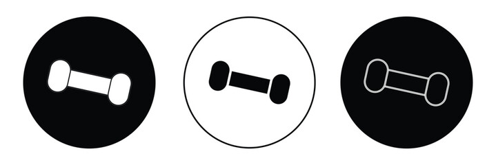 Dumbbell icons set in outlined and filled flat style. Gym heavy strength training dumbbell line pictograms. Weight lifting dumbbell signs eps 10