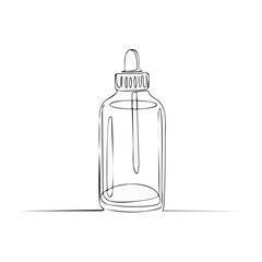 Line Art Essential Oil Bottle Illustration with Dropper for Serum or Medicine