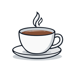 Obraz premium Cartoon Cup of Coffee or Hot Chocolate Steaming Beverage Illustration