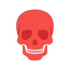 Fototapeta premium Red skull icon, anatomy symbol, head skeleton image, vector design. flat dead face element, human head
