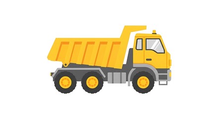 Fototapeta premium Yellow Dump Truck Isolated on White Background Vector Illustration.