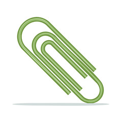 Obraz premium Green Paper Clip Illustration: Detailed vector render of stationery item for organizing documents and files