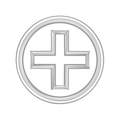 Fototapeta premium Simple Symbol Illustration Grey Plus Sign in Circle Graphic Health and Medicine