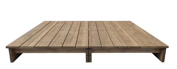 Wooden slatted coffee table isolated on a transparent background