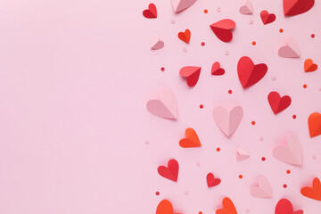 Love hearts background. Valentine Day or Mother Day greeting card template.