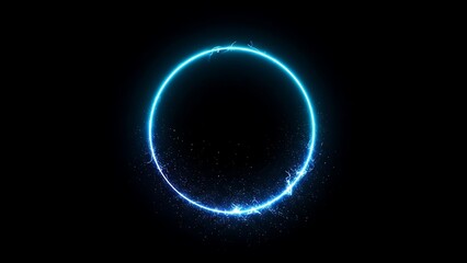 Fototapeta premium Glowing Blue Circle on Black Background