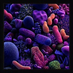 Vibrant Abstract Microscopic World with Purple and Pink Hues science biology Photo