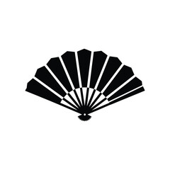 Chinese folding fixed fan silhouette vector illustration