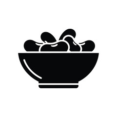 Beans served in a bowl healthy organic food silhouette concept vector illustration