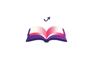 Open Book with Gradient Pages on Transparent Background, Educational Concept