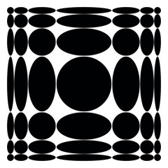 Abstract black ovals forming 3D spherical illusion