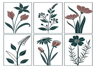 set of vector flowers