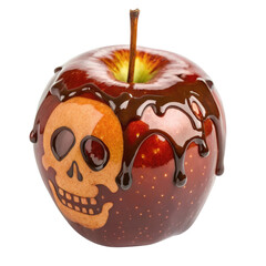 Charming Halloween poison apple with skull design isolated on a white background for festive decoration