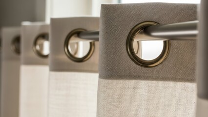 Curtain with grommets isolated on white background