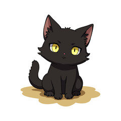 Cute Black Bombay Cat Clipart 08