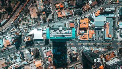 Beautiful buildings and stone mountains. The beautiful city of La Paz.