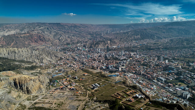 Beautiful Mount Illimani in Bolivia. Snow-capped peak. Blue sky. High mountain.